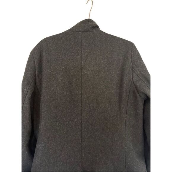 Zara Mens Charcoal Gray Wool Blend Zip Button High Neck Trench Coat Size Medium - Picture 15 of 16
